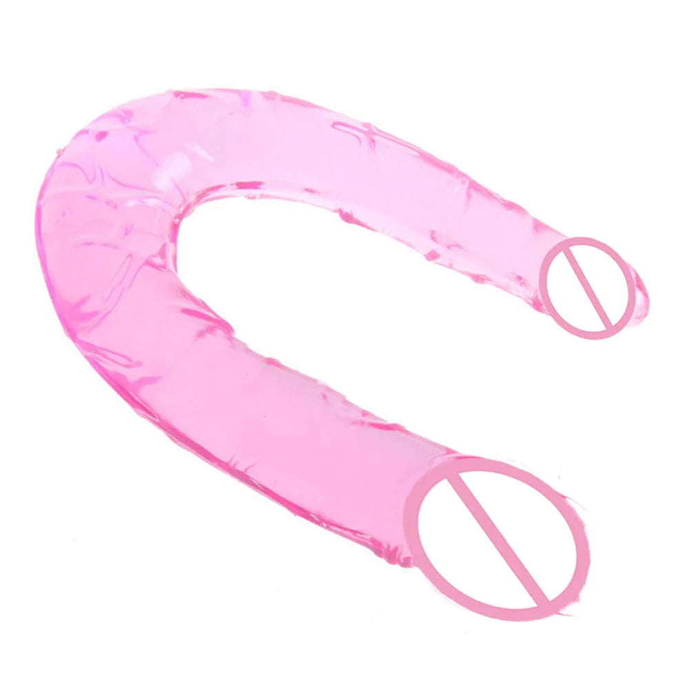 U Double Headed Realistic Dildo Ideal Adult Sex Toy for Women and Lesbians Stimulates Vagina Anus with Lifelike Texture Premium