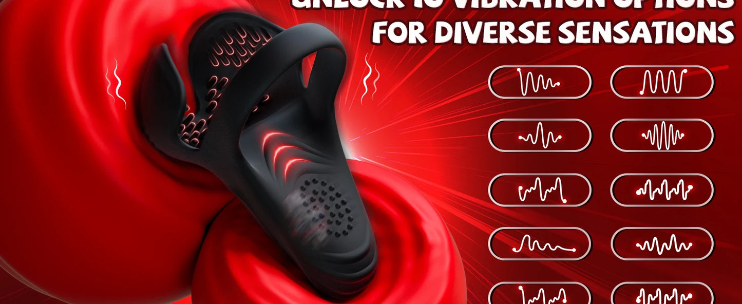 HESEKS Penis Cock Ring Vibrator Sex Toys for Men Testicle Stimulator with 10 Vibrations Male Adult Supplies Sexy Toy for Couples