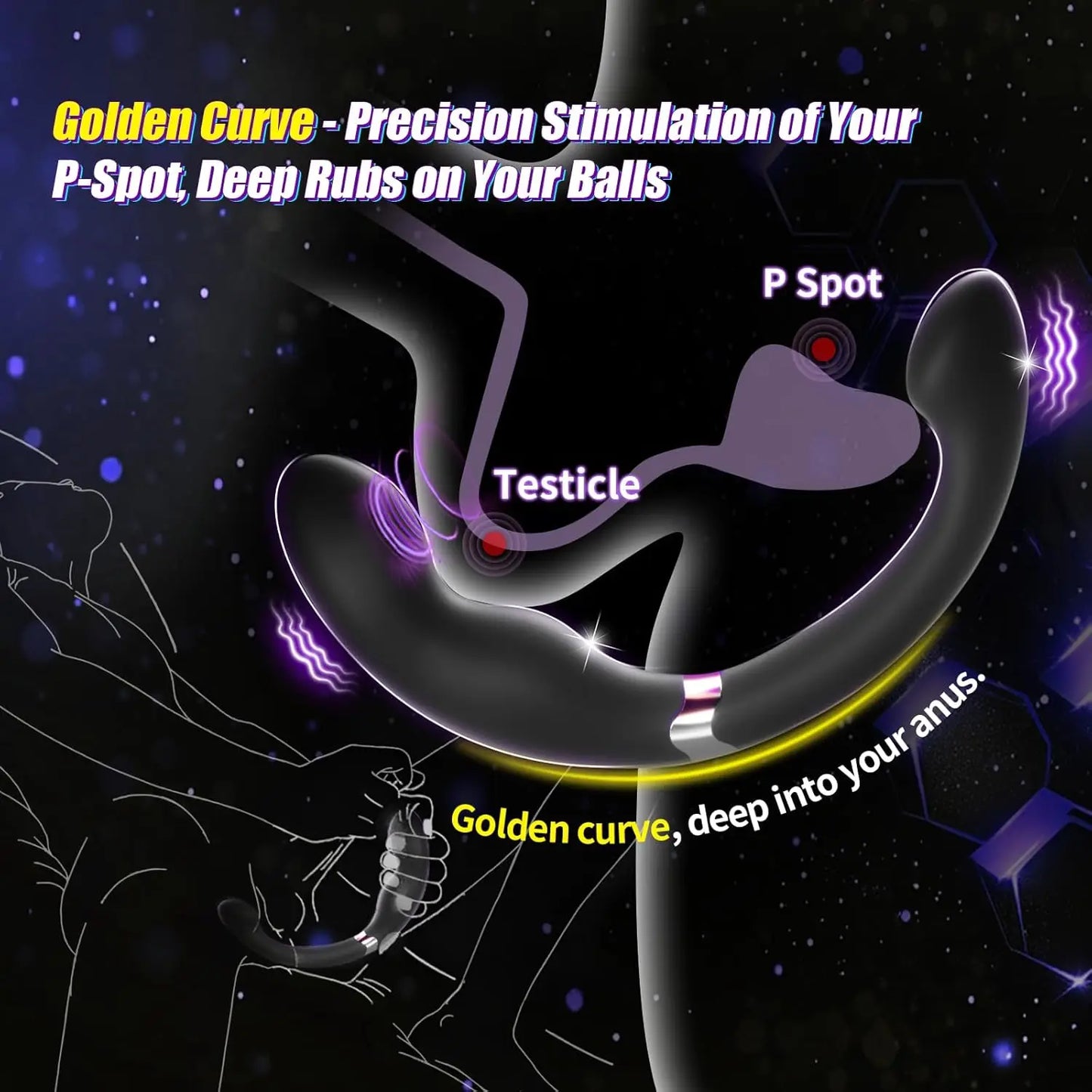 Male Anal Sex Toys Prostate Massager Vibrator for Men Gay Tapping Vibrating Curved Anal Dildo Butt Plug for Men Women Couples