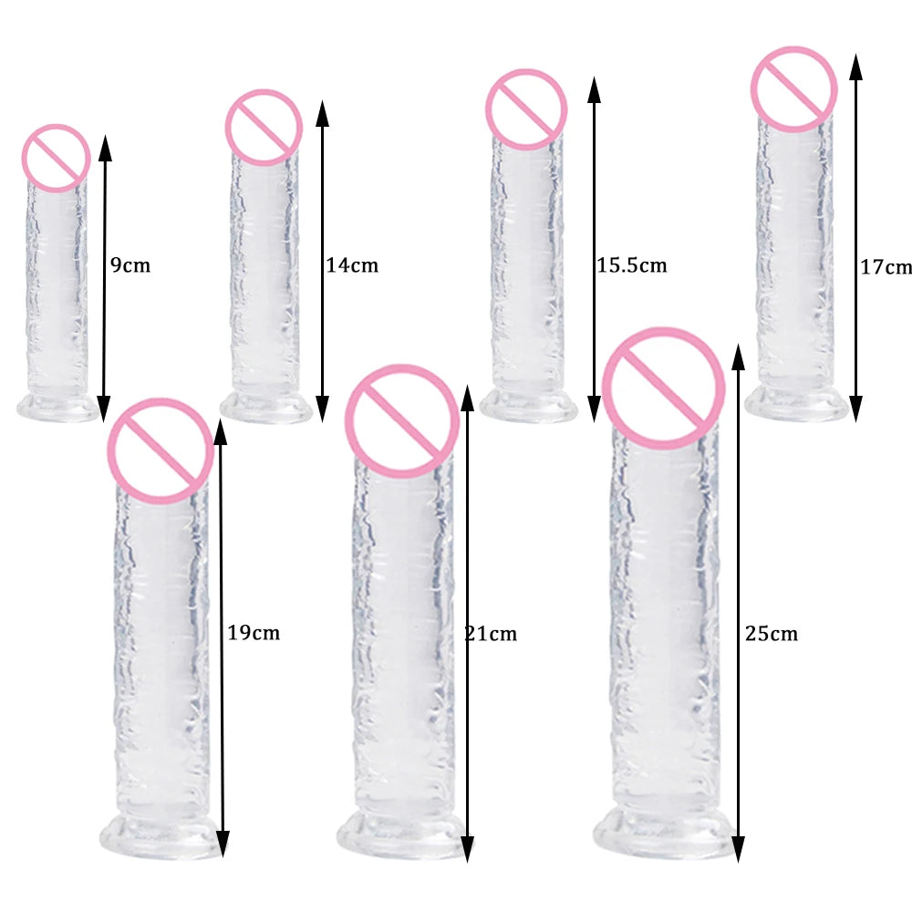 Dildos Jelly Dildo 7 Sizes Transparent Dildos Soft Butt Plug Small Penis Anal Sex Toys Female Masturbator Man Gay Penis