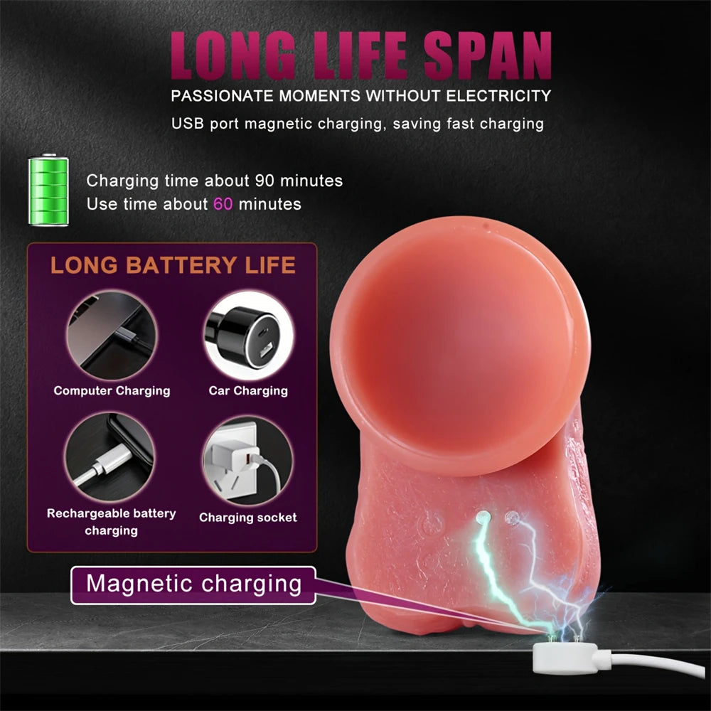 Licking Vibrator Realistic Thrusting Dildo Female Masturbator Remote Control Anal Plug Massager G-Spot Stimulation Adult Sex Toy