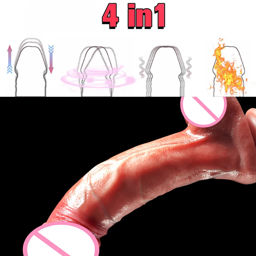 Realistic Vibration Dildo Telescopic Penis Anal Plug Vibration Female Suction Cup Masturbation Sexmachine Sex Toys For Women 18+