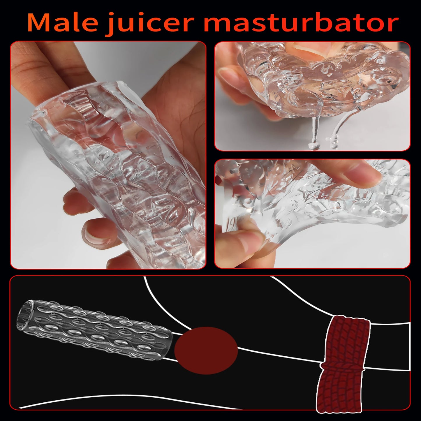 Sex Toys Masturbation for Men Penis Pleasent Aircraft Cup Device Soft Transparent Pocket Vaginal Sleeve Training 18 Adult Erotic