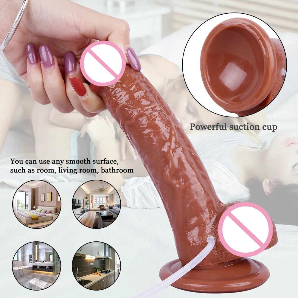 Squirting Ejaculating Dildo for Women Powerful Spray Water Silicone with Suction Cup Penis G-Spot Vagina Adult Sex Toys Big Dick