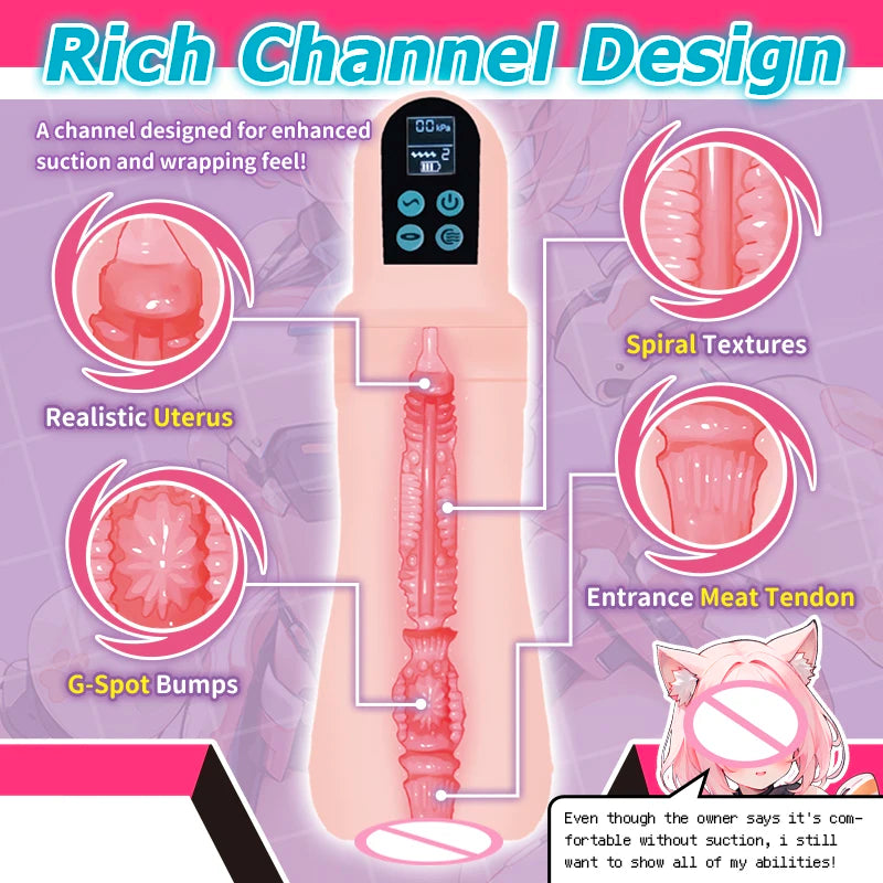 YUU Automatic Male Masturbator Sex Toy for Men Sex Machine with Sucking Vibration Electric Masturbation Cup Anime Adult Toys 18+