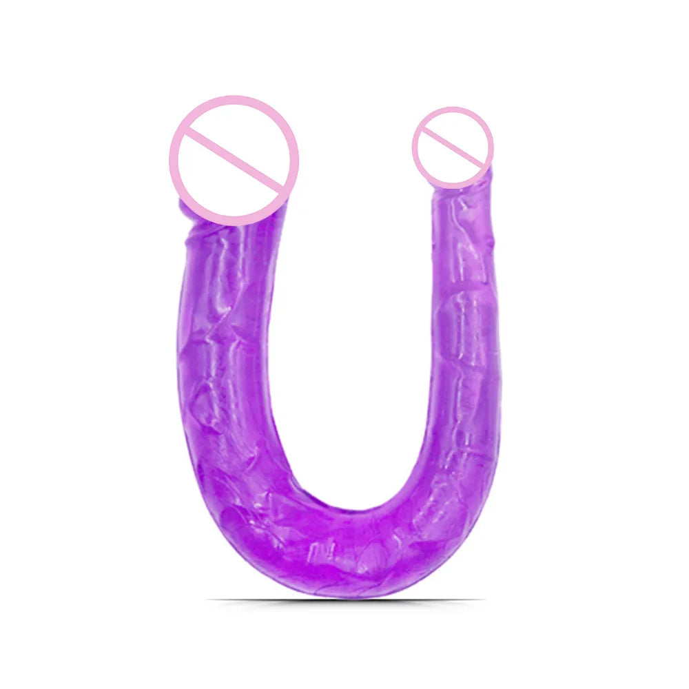 Double Head Dildos Realistic Penis Dildo Flexible Soft Crystal Jelly Dildo Sex Toys for Woman Big Penis G-spot Anal Stimulator