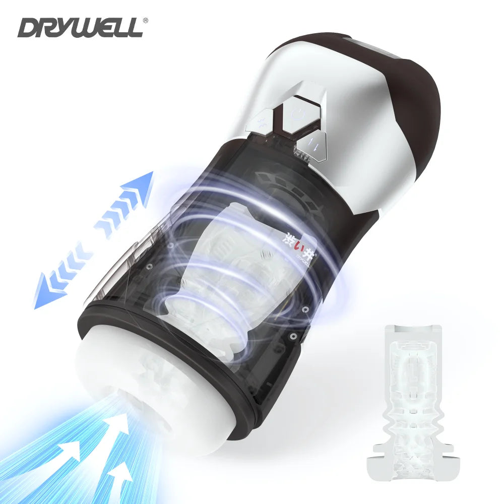 DRY WELL Sex Toys for Men Penis Pump - Male Masturbator Stroker with 3 Thrusting & 9 Vibration Adult Toys, Pocket Pussy for Men