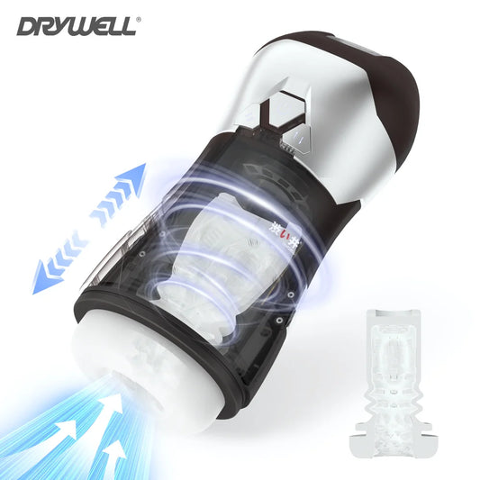 DRY WELL Sex Toys for Men Penis Pump - Male Masturbator Stroker with 3 Thrusting & 9 Vibration Adult Toys, Pocket Pussy for Men
