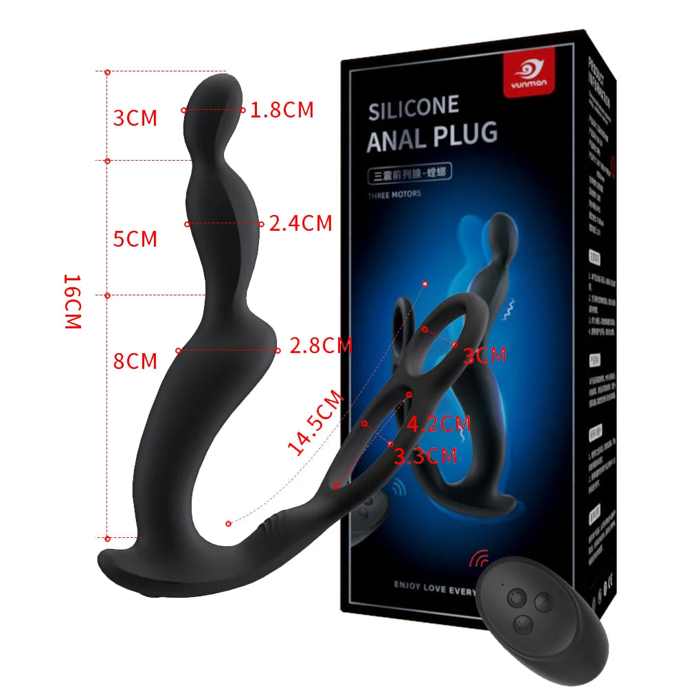 Male Prostate Massager Dildo Vibrator Remote Control Vibrating Anal Plug Delay Ejaculation Penis Ring Sex Toy For Men Couples