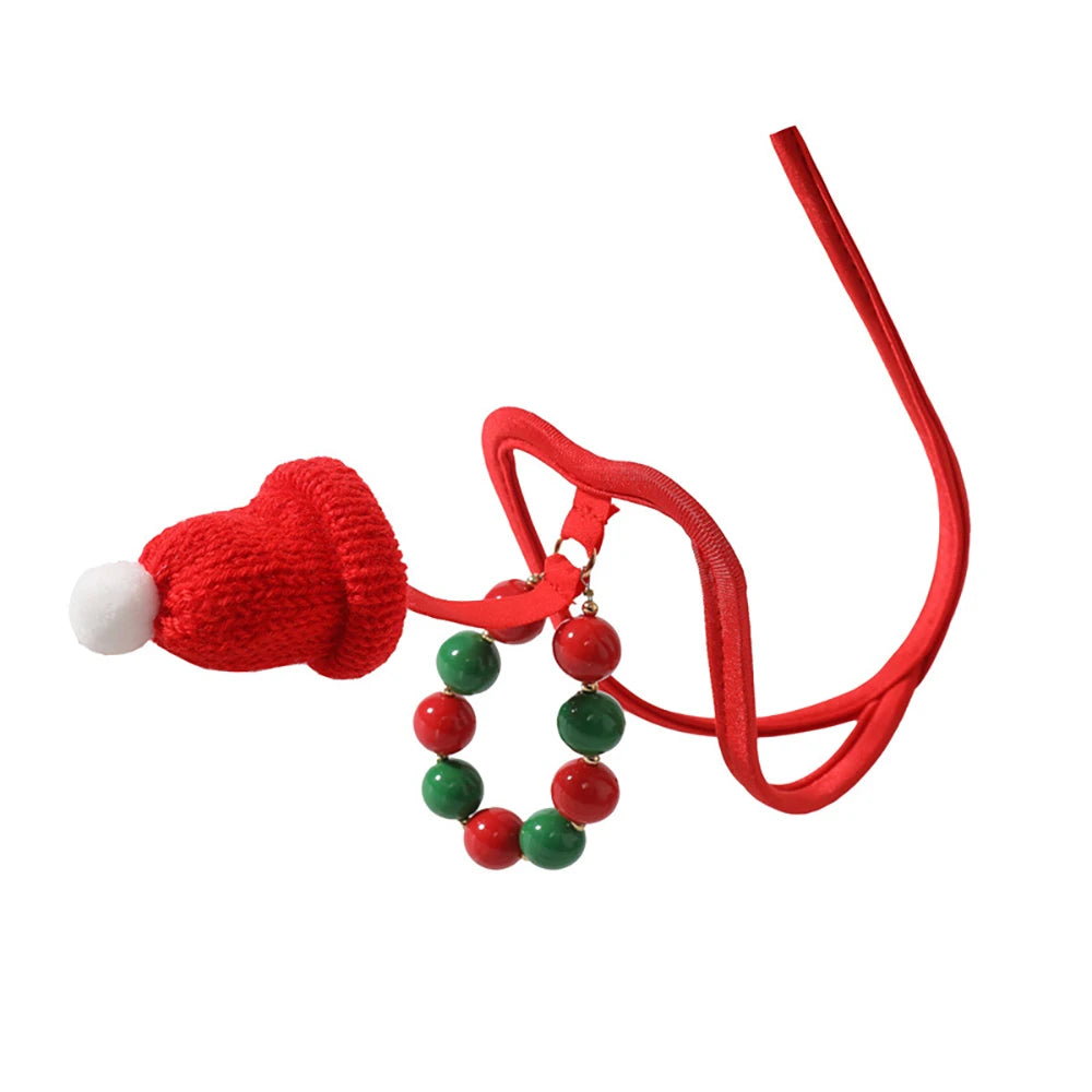 Sex Toy for Christmas decorations, Mens Christmas C-string Underwear for Sex tool, Hollow-out Front Mini Hat Mini Briefs for Xma