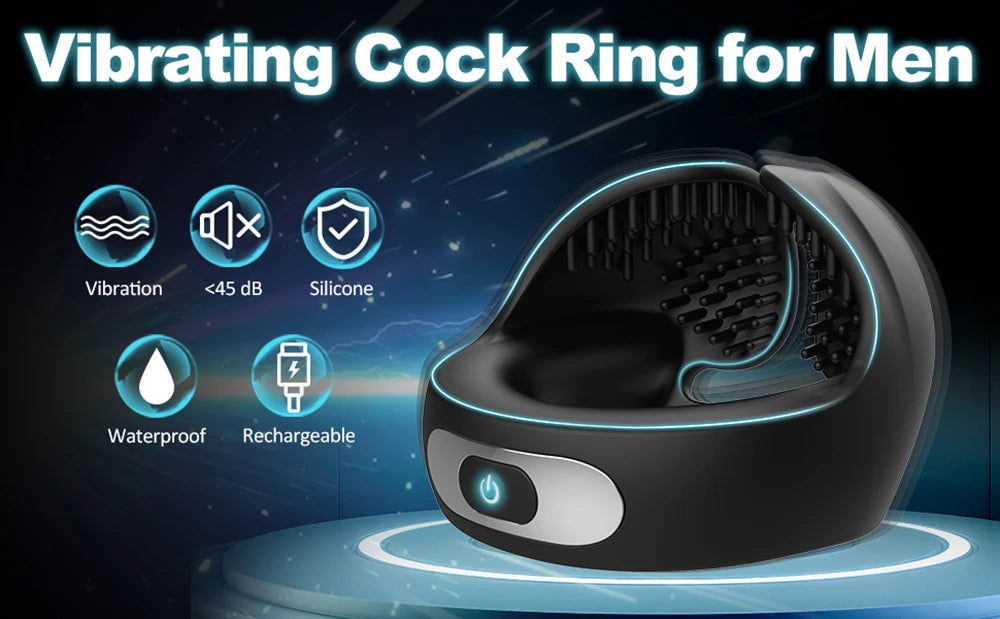 Vibrating Cock Ring Cockring Sex Toys for Men Couple Delay Ejaculation Chastity Testicles Massager Penis Vibrators for Adults 18