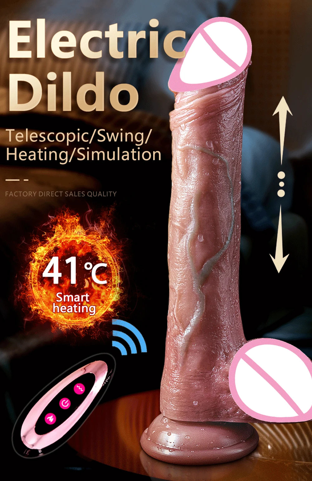 Big Dildo Vibrator Rechargeable Penis Artificial Telescopic Swing Heating Remote Control Vibrators For Women Silicone Dildos