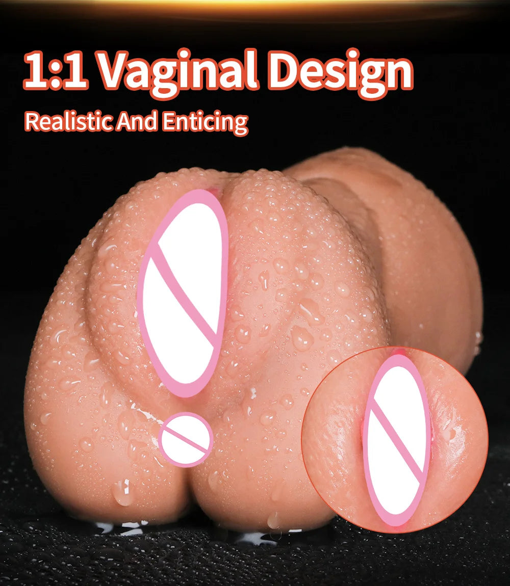3 IN 1 Male Sex Toy - Deep Throat + Artificial Real Pussy + Realistic Rubber Vagina, Oral Blowjob Masturbator for Men