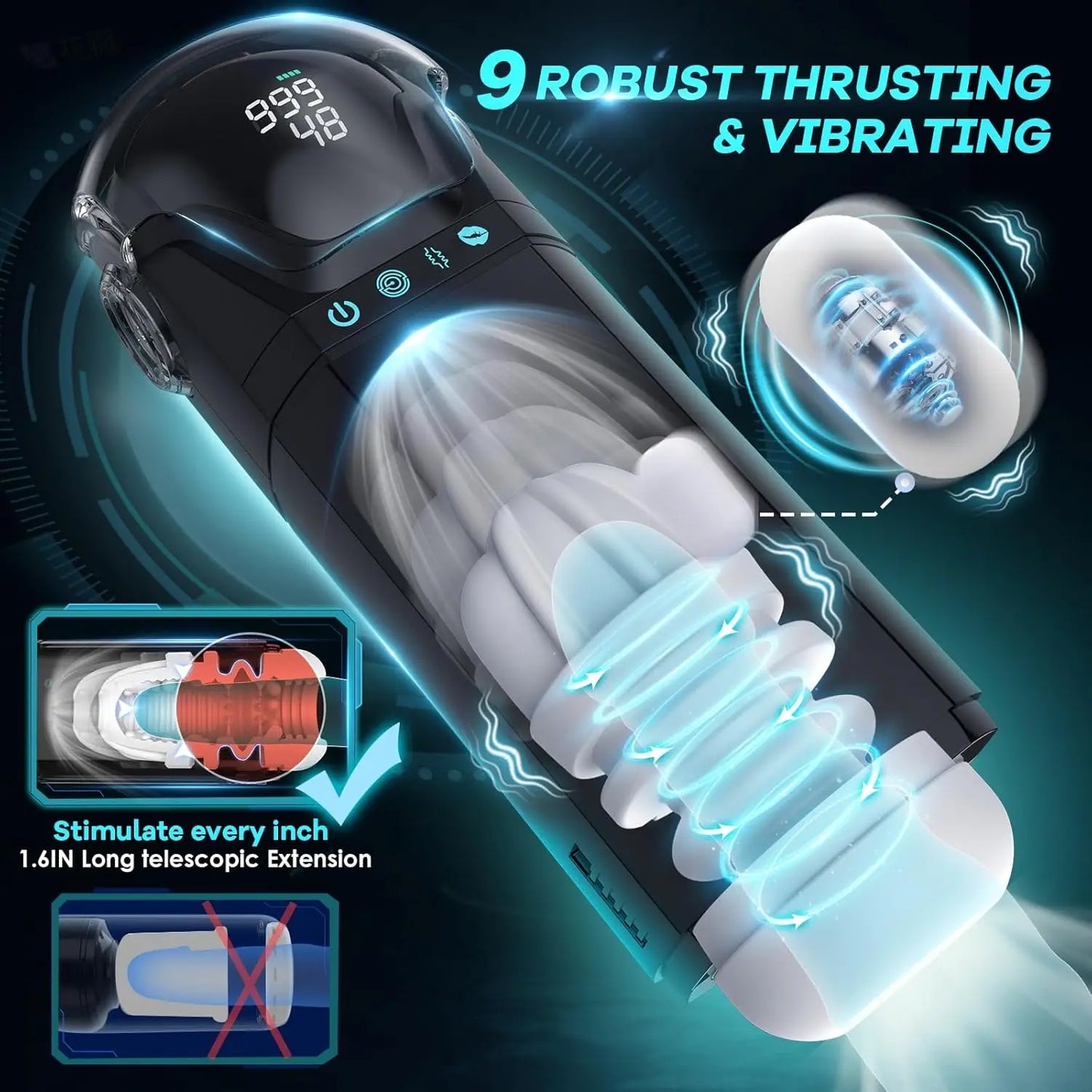 Male Masturbator Mens Sex Toys - Penis Pump Sex Toy for Men, APP Control Adult Toys Pocket Pussy 3D Male Stroker, Visual Blowjob