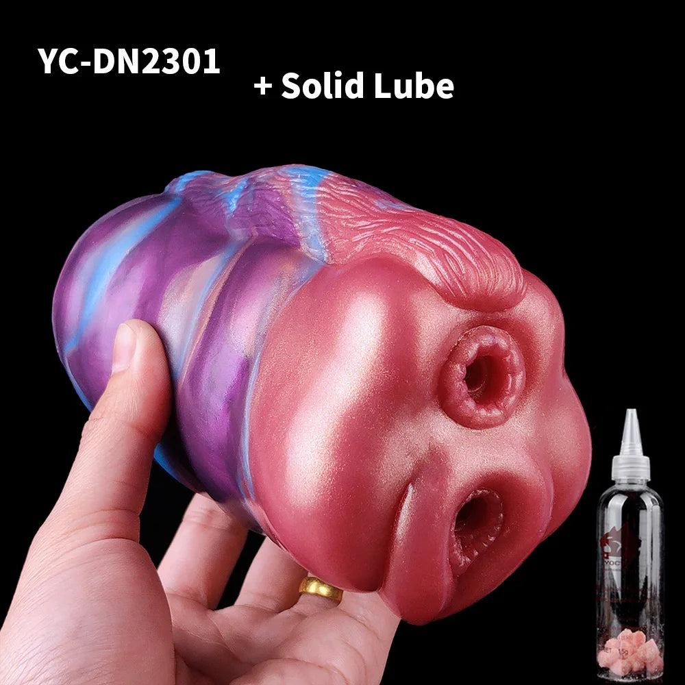 YOCY Men Masturbator Silicone Sex Toy For Adult 18+ Anal Vaginal Dual Channel Penis Stimulator Massager Pussy Fetish