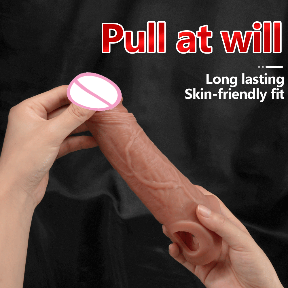 Sex Toy Vibrator for Men Penis Enlargement Sleeve Cover Case Cock Header Enlargement Extension Enhancement Men Silicone Condom