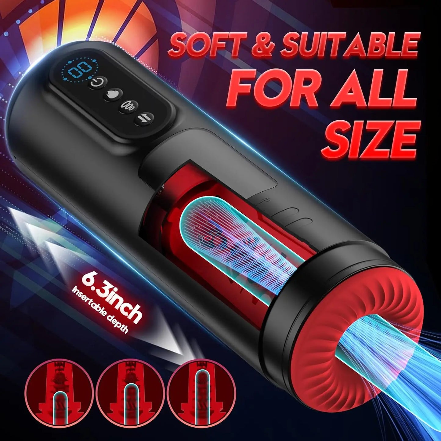 Male Sex Toys Penis Pump with 9 Sucking & Vibrating & Thrusting 3D Textured Sleeve Heating Blowjob Mens Sex Toy Adult Toys LCD