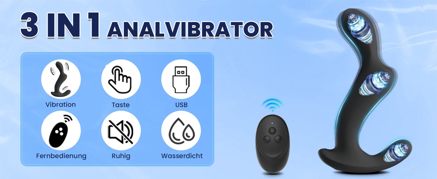 Male Prostate Massager Dildo Vibrator Remote Control Vibrating Anal Plug Delay Ejaculation Penis Ring Sex Toy For Men Couples