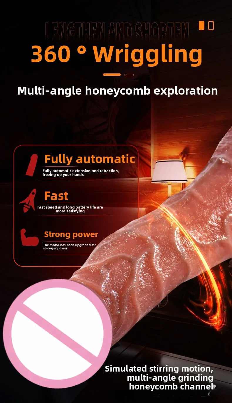 Silicone Foreskin Dildo with Telescopic Rocking Vibrator Anal Plug Female Masturbator Clitoral Massage Sex Toy for Women