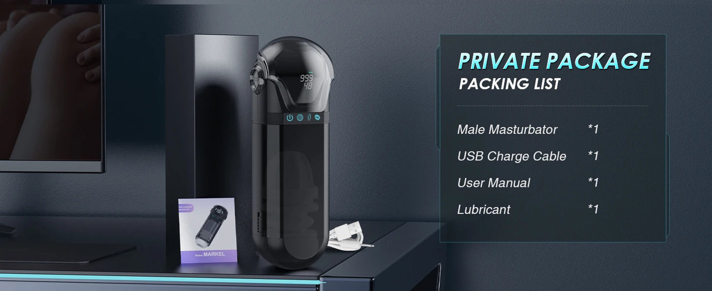 Male Masturbator Mens Sex Toys - Penis Pump Sex Toy for Men, APP Control Adult Toys Pocket Pussy 3D Male Stroker, Visual Blowjob