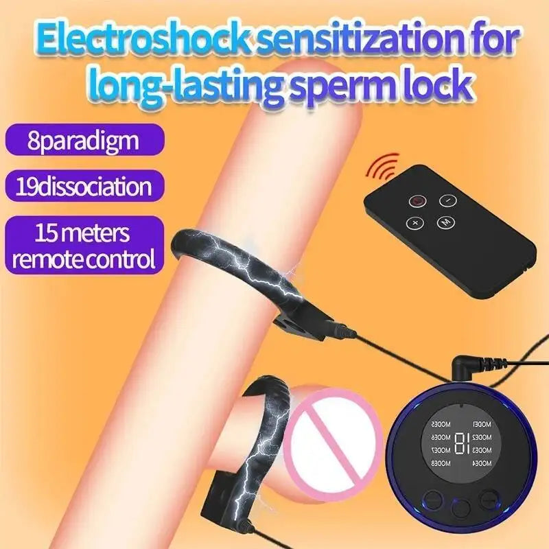 Electric Shock Penis Ring Sex Toy For Men Electro Stimulation Device Delay Ejaculation Bdsm Couple Play Enhancer Adult Gadget