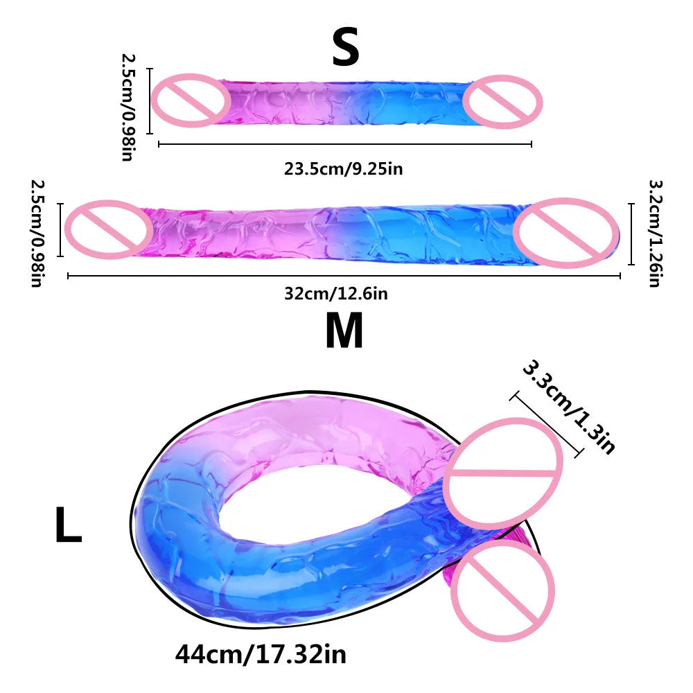 Double Ended Realistic Dildo Flexible Dildos Long Dong for Double Sided Anal Play G-spot Stimulator Sex Toys for Women Couple