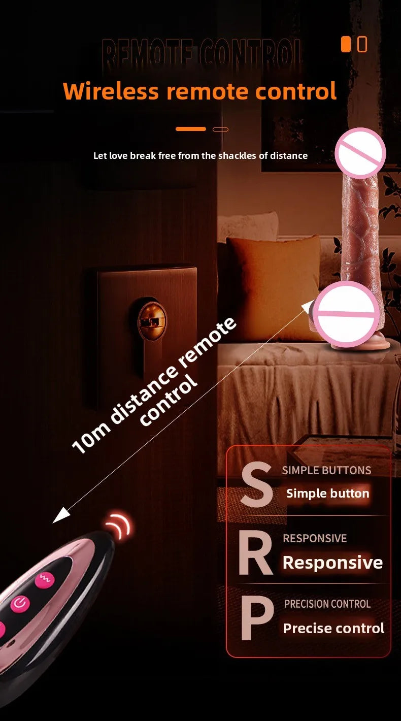 Silicone Foreskin Dildo with Telescopic Rocking Vibrator Anal Plug Female Masturbator Clitoral Massage Sex Toy for Women