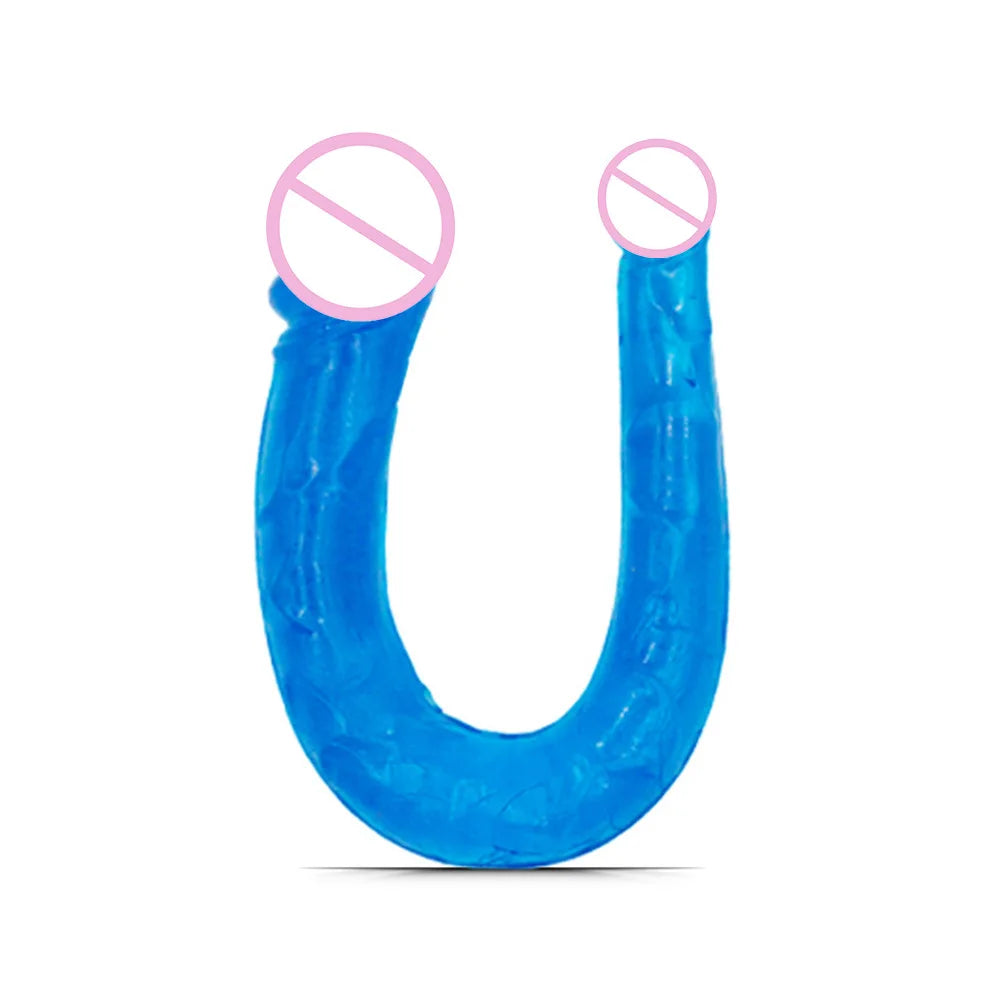 Double Head Dildos Realistic Penis Dildo Flexible Soft Crystal Jelly Dildo Sex Toys for Woman Big Penis G-spot Anal Stimulator