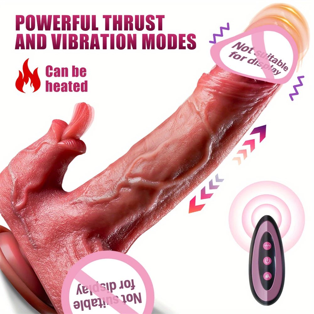Licking Vibrator Realistic Thrusting Dildo Female Masturbator Remote Control Anal Plug Massager G-Spot Stimulation Adult Sex Toy