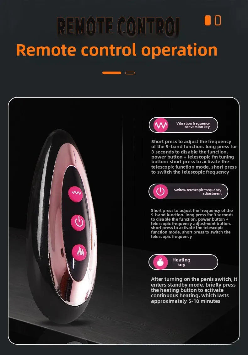 Silicone Foreskin Dildo with Telescopic Rocking Vibrator Anal Plug Female Masturbator Clitoral Massage Sex Toy for Women