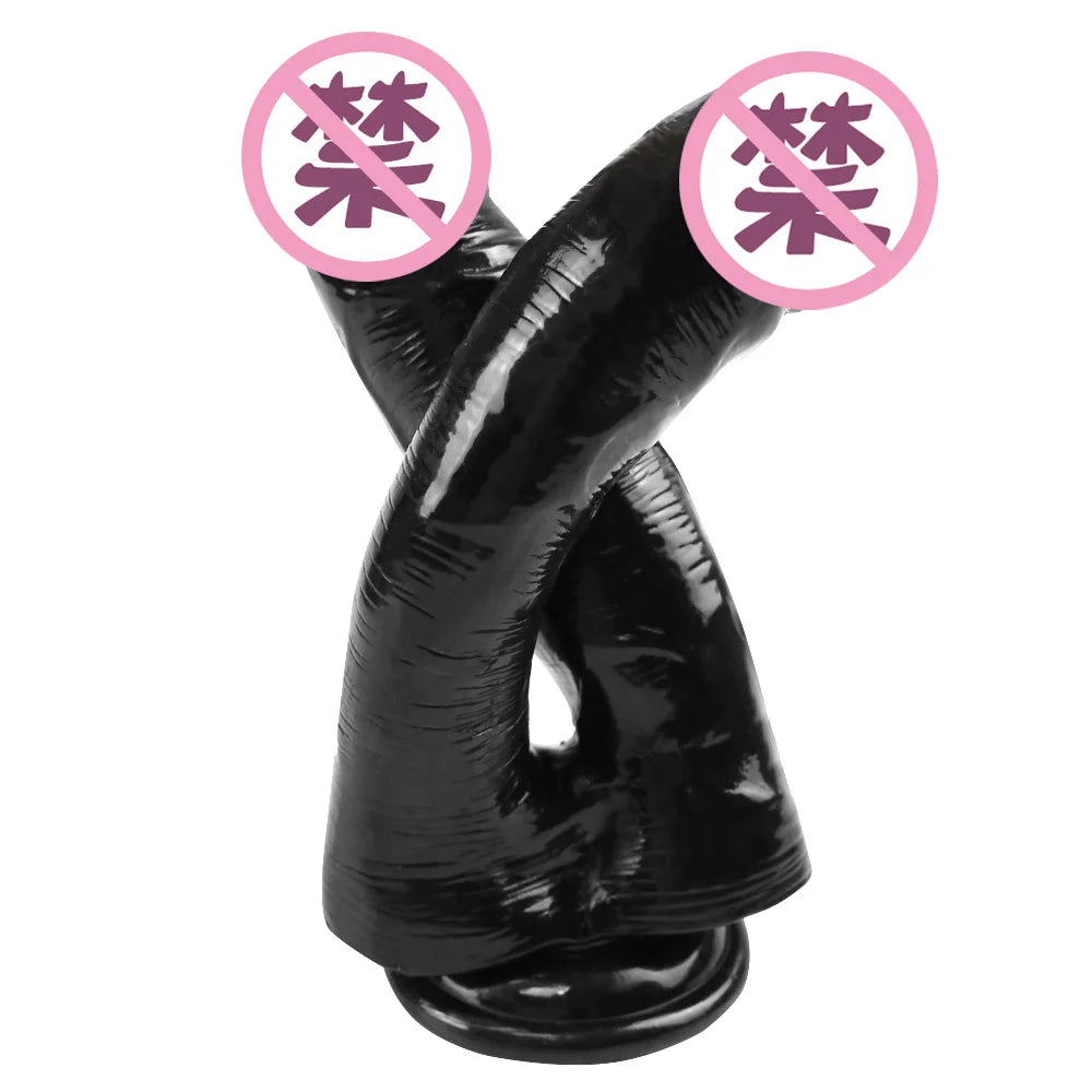 Realistic Double Ended Dildo Sex Toy for Women or Couples Dual Sided Headed Penetration Dong Device with Simulated Penile Sucker