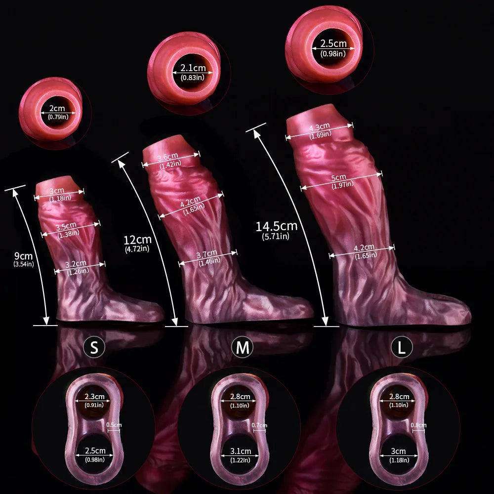 YOCY Silicone Penis Sleeve S,M,L Size Open-ended Animal Dildo Sheath Texture Massager Sex Toy For Men Women