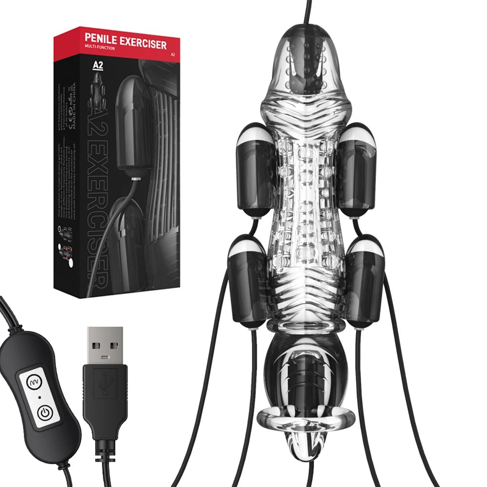 Sex Toy For Men Penis Vibrators Male Masturbation Adult Glans Trainer Male Delay Lasting Trainer 6 Powerful Bullet Vibrators