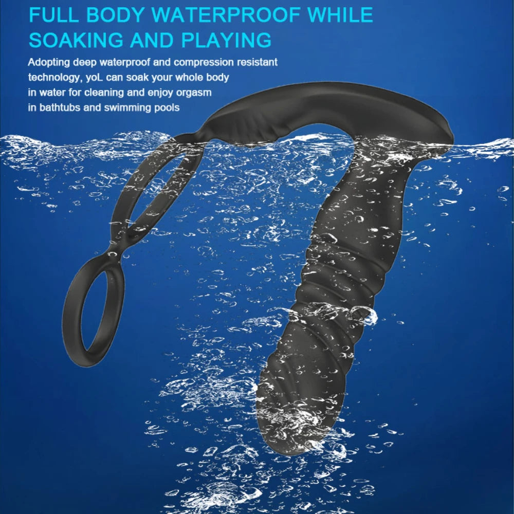 Male Thrusting Prostate Massager Vibrator for Men Gay Anal Plug Delay Ejaculation Wireless Remote Butt Plug Sex Toy for Couples