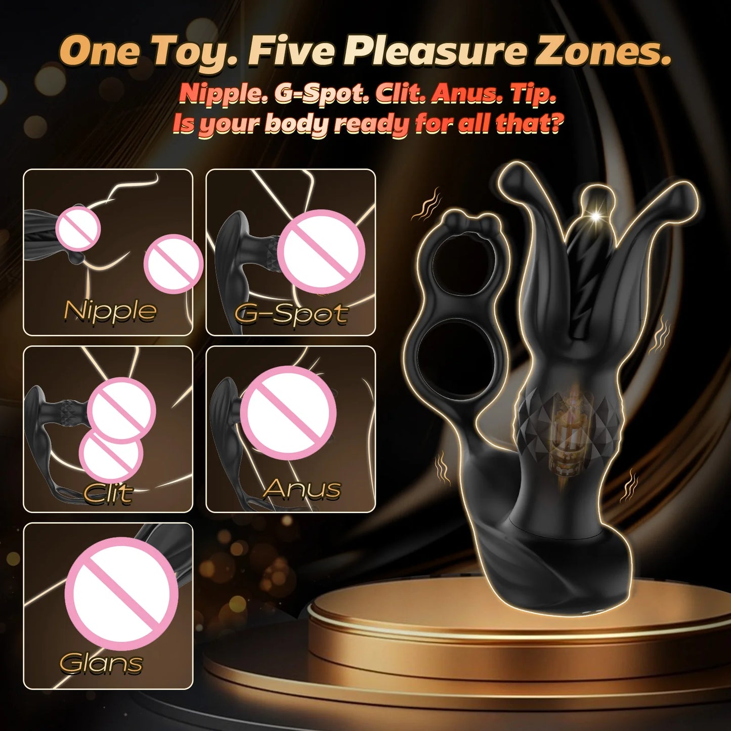 Thrusting Dildo Male Prostate Massager Butt Plug Anal Vibrator Expander with Dual Cock Rings Sex Toy for Men Gay Adult Pleasure