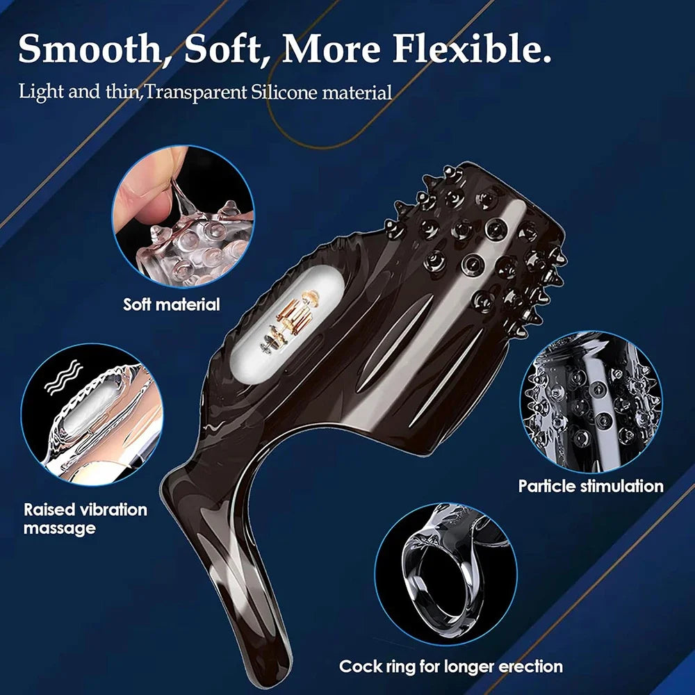 Vibrating Cock Ring for Men Silicone Penis Vibrator Intense Mens Vibrator Longer Harder Stronger Erection Adult Sex Toy for Men