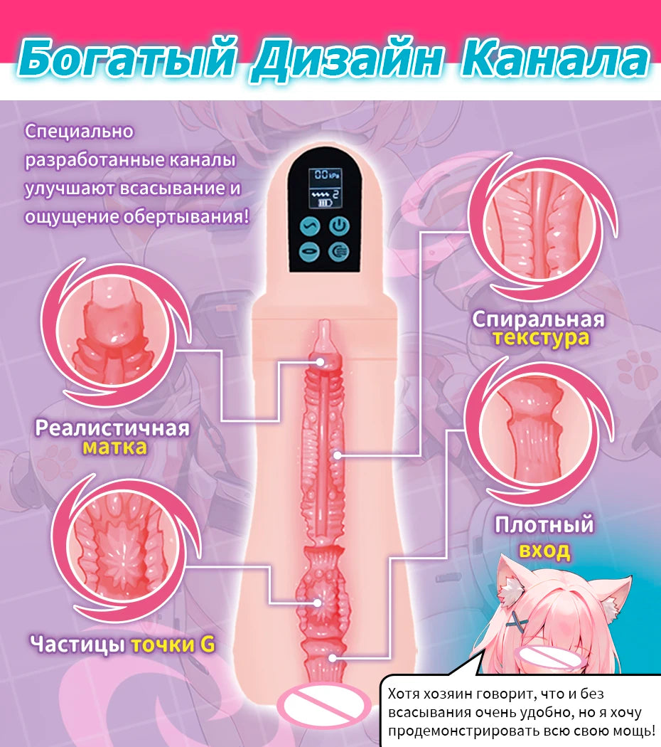 YUU Automatic Male Masturbator Sex Toy for Men Sex Machine with Sucking Vibration Electric Masturbation Cup Anime Adult Toys 18+