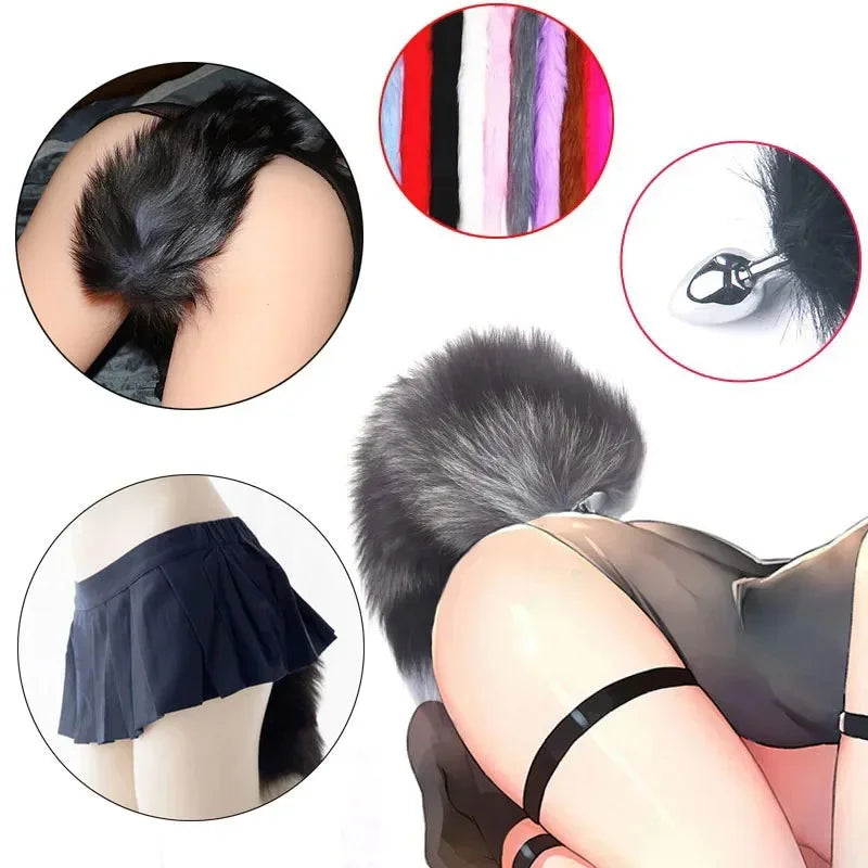 Sexy Foxtail Anal Plug Role Play BDSM Sex Toy Men's Prostate Massager Female Male Anal Plug 18+ Couple Flirting Adult Game Props