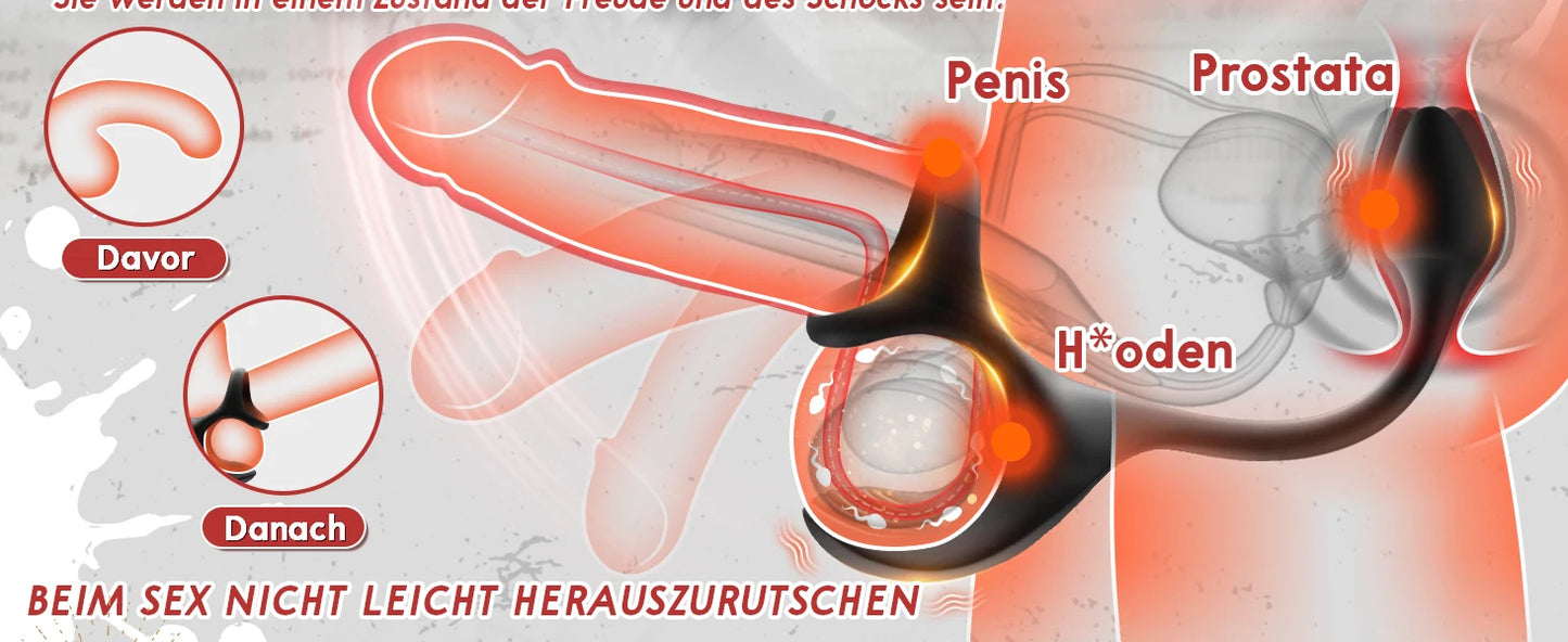 Sex Toy Prostate Massager Vibrator with Vibrating Cock Ring Taint Stimulator Anal Butt Plug Dildo Adult Sex Toys for Men Gay