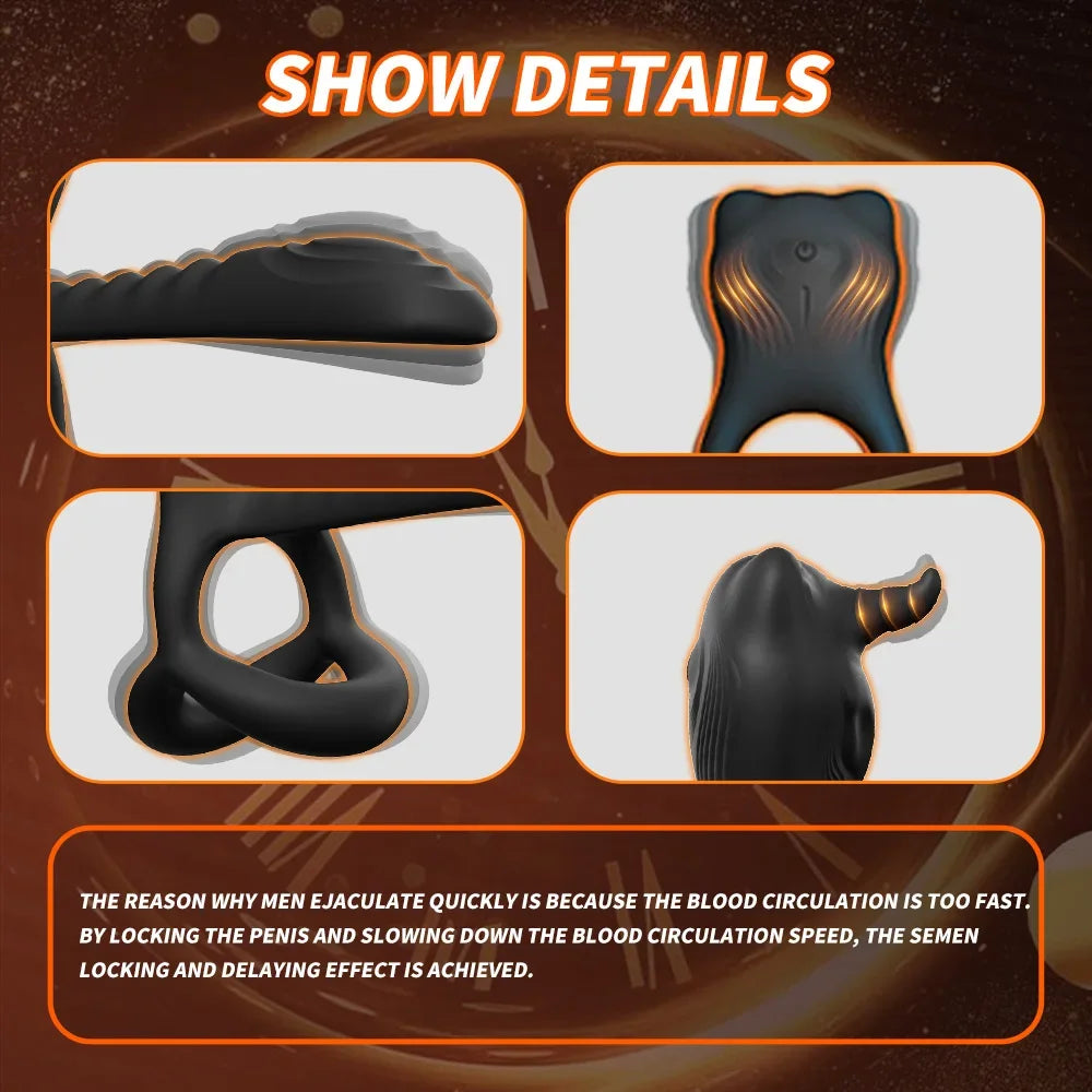 Cock Ring Sex Toy for Man Penis Exerciser Prostate Orgasm Remote Control Vibrator Gay Cock Ring Adult Toys Cock Rings