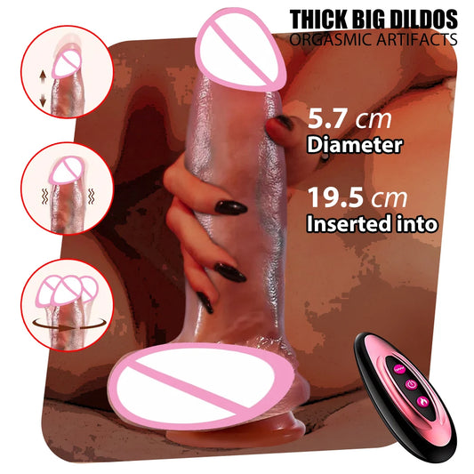 Thick Dildo Big Penis Control Telescopic Vibrator Realistic G-Spot Vagina Masturbation Erotic Cock Sex Toys Sex Machines Gay