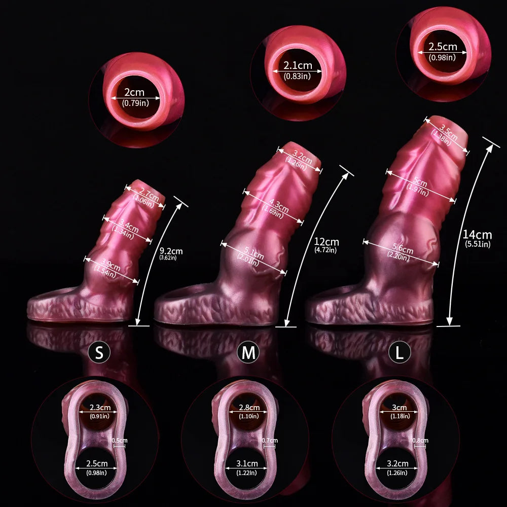 YOCY Silicone Penis Sleeve S,M,L Size Open-ended Animal Dildo Sheath Texture Massager Sex Toy For Men Women