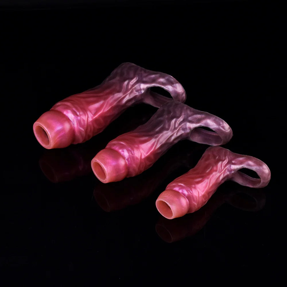 YOCY Silicone Penis Sleeve S,M,L Size Open-ended Animal Dildo Sheath Texture Massager Sex Toy For Men Women