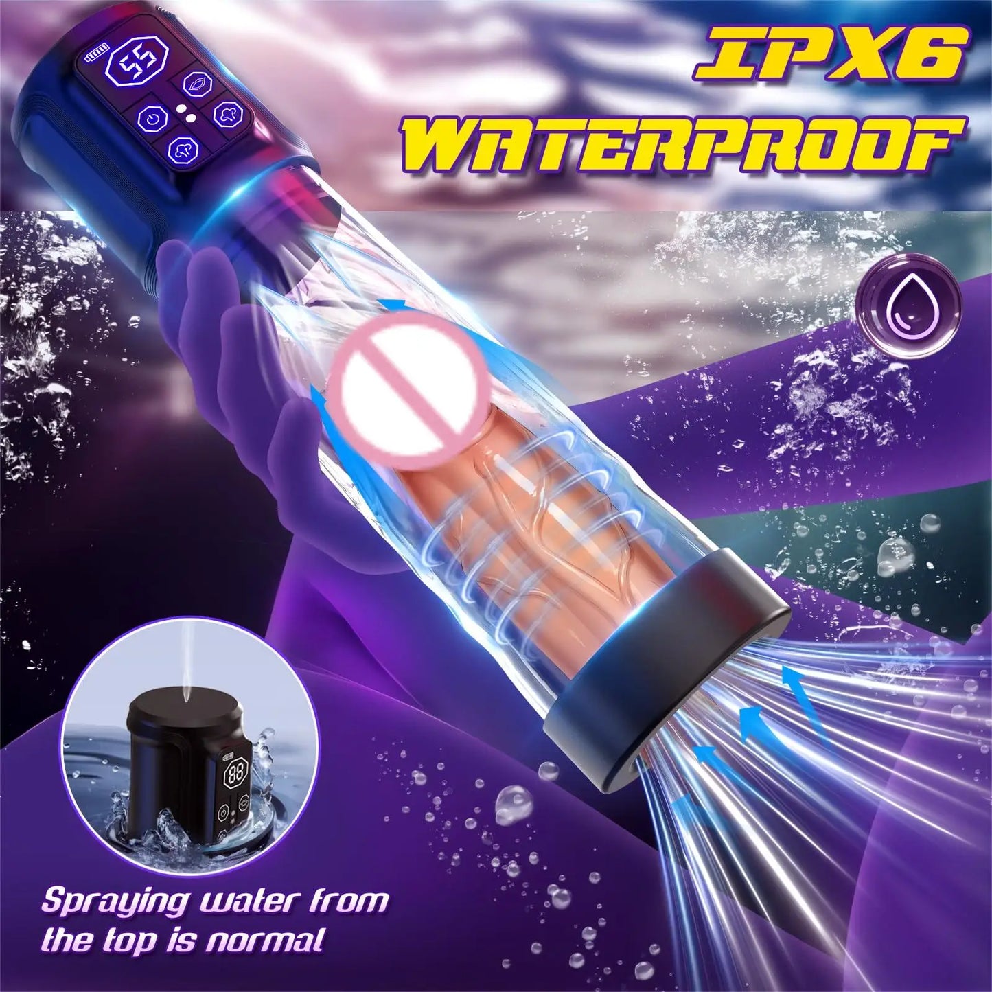 Male sex toy waterproof penis pump - a sex toy penis expander for male erection, an adult toy for male masturbation