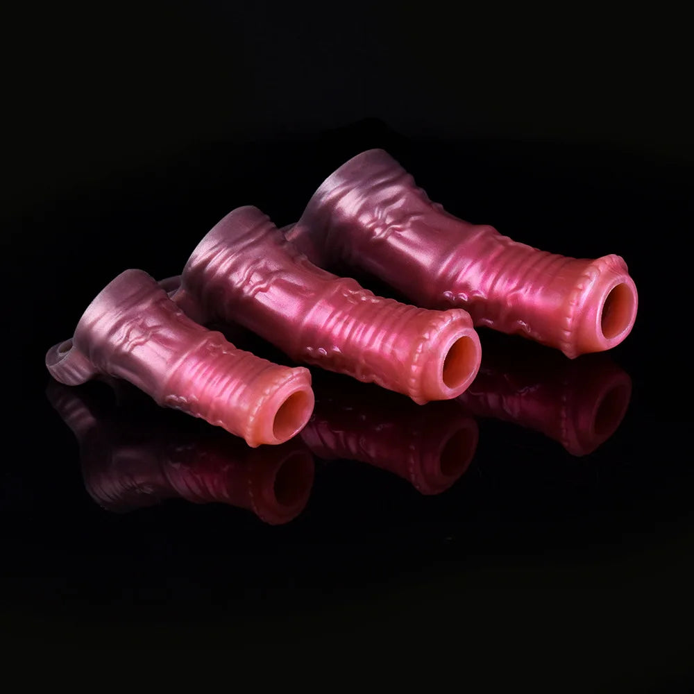 YOCY Silicone Penis Sleeve S,M,L Size Open-ended Animal Dildo Sheath Texture Massager Sex Toy For Men Women