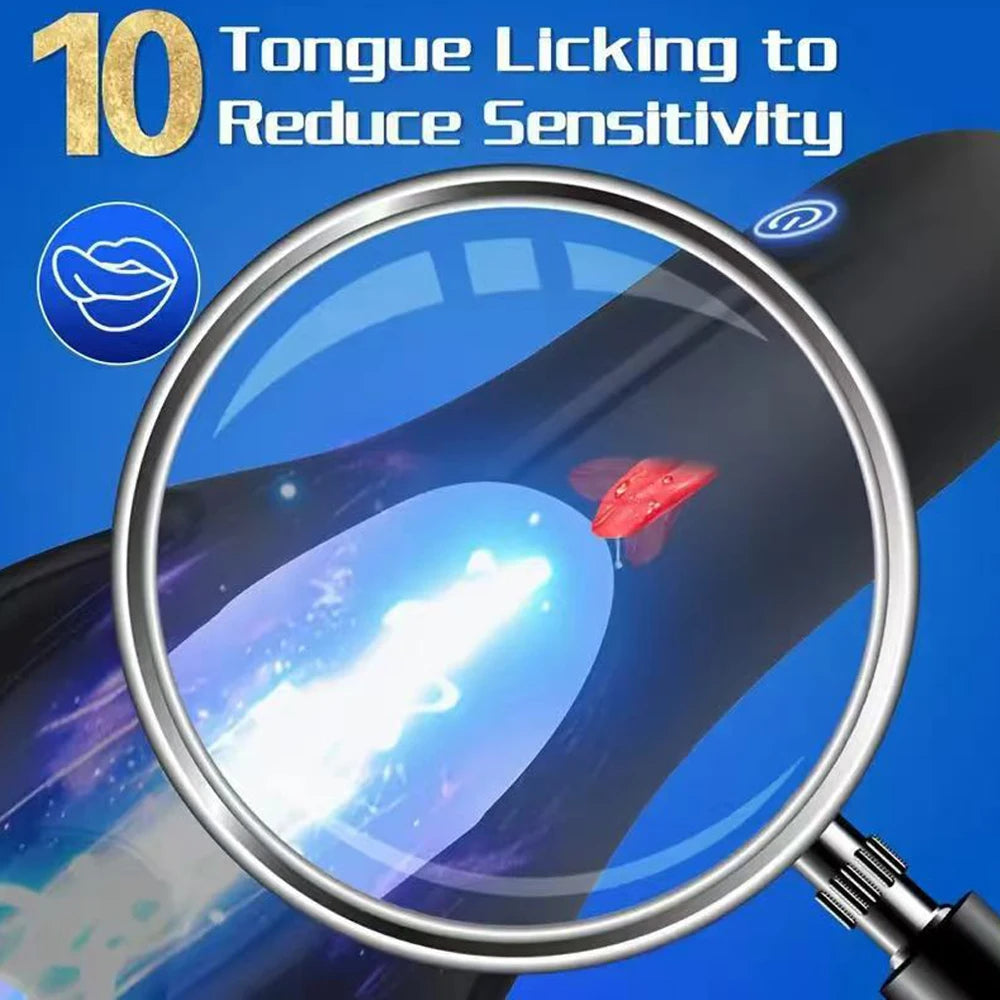 Male Masturbator Male Penis Vibrator for Mens with Tongue Licking Masterbater Adult Sex Toy for Couples Him Gay Women Pleasure