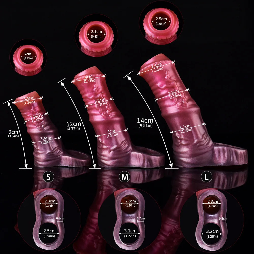 YOCY Silicone Penis Sleeve S,M,L Size Open-ended Animal Dildo Sheath Texture Massager Sex Toy For Men Women
