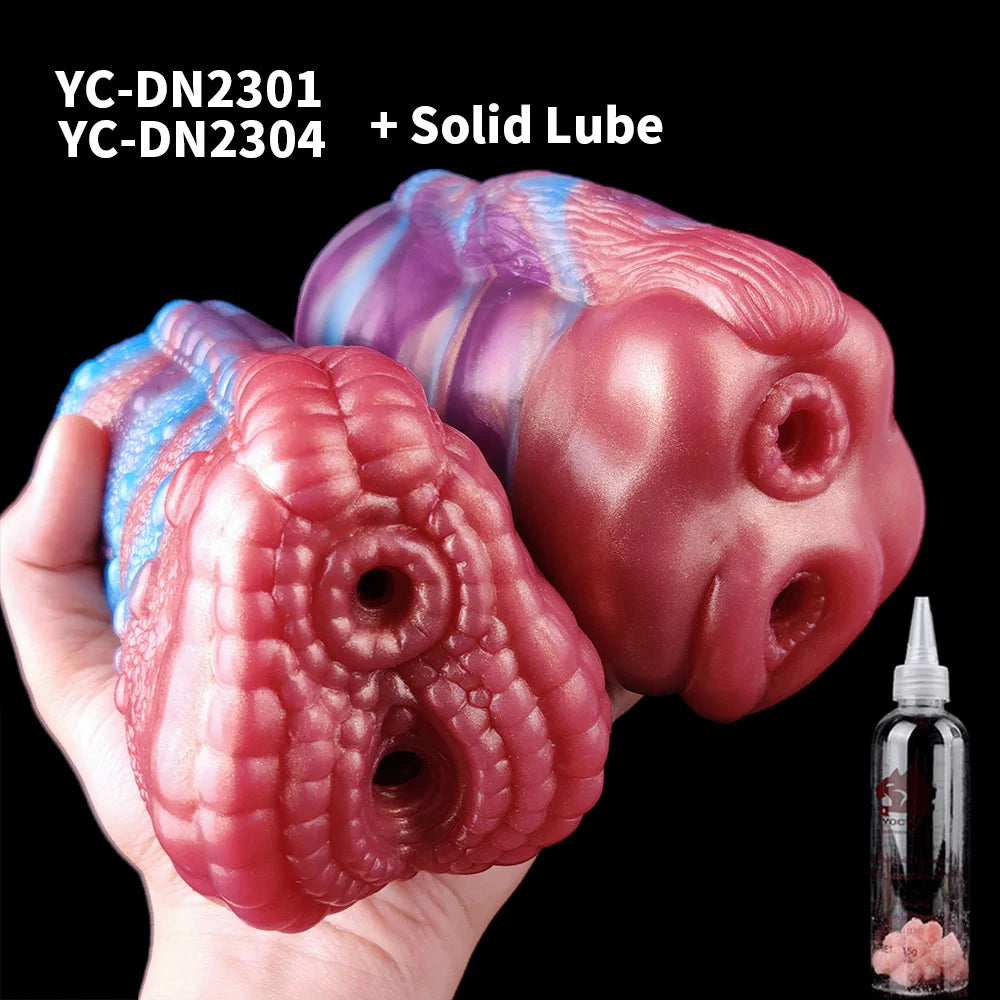 YOCY Men Masturbator Silicone Sex Toy For Adult 18+ Anal Vaginal Dual Channel Penis Stimulator Massager Pussy Fetish