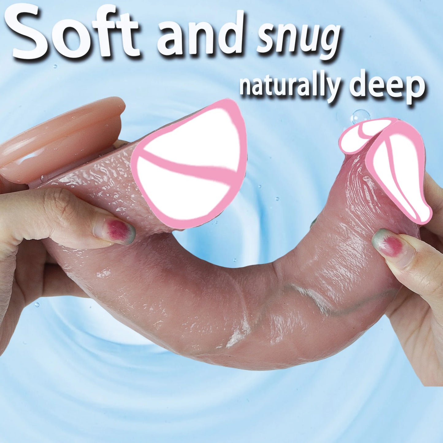 9.65 Inch Realistic Dildo for Women – Liquid Silicone, Waterproof, Suction Cup Base, Soft Skin Texture, Adult Toy, Drop Shipping