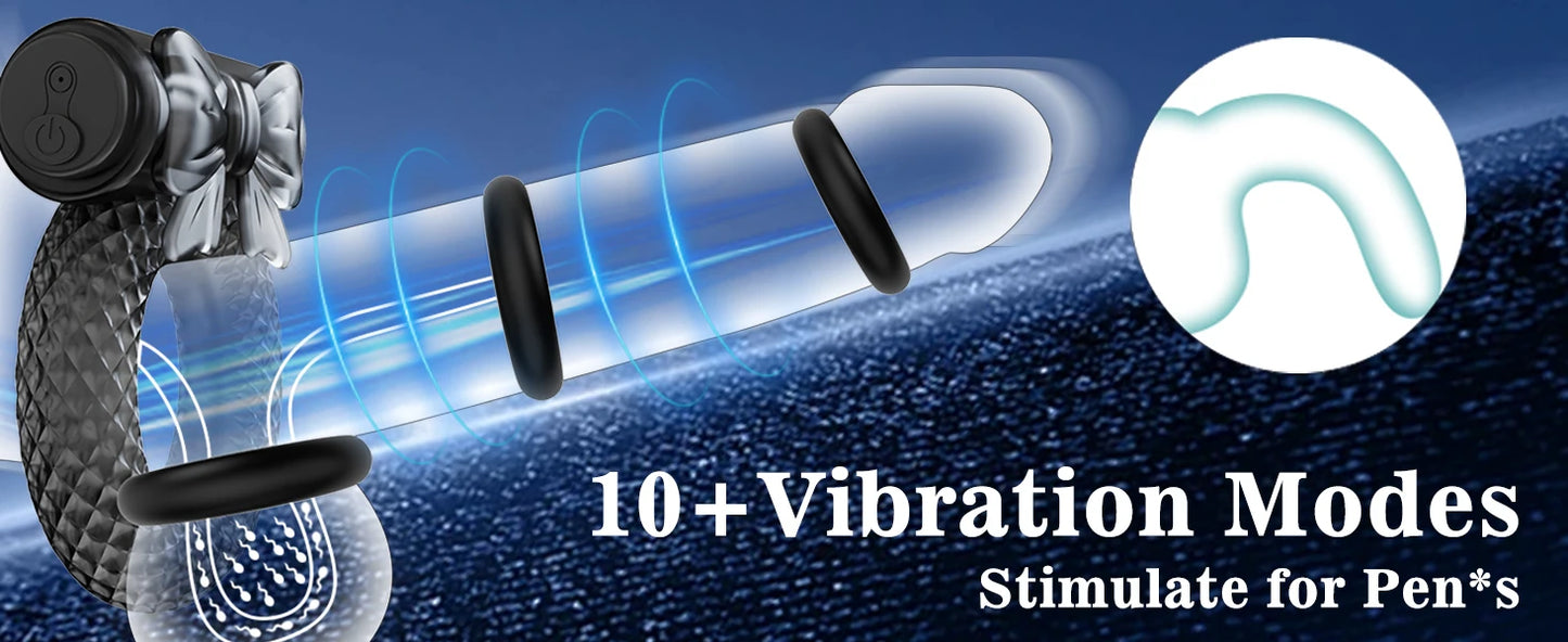 Vibrating Penis Ring Sex Toys for Men Silicone Cock Ring with Mini Vibrator Bullet Male Couple Sex Toy Delay Ejaculation